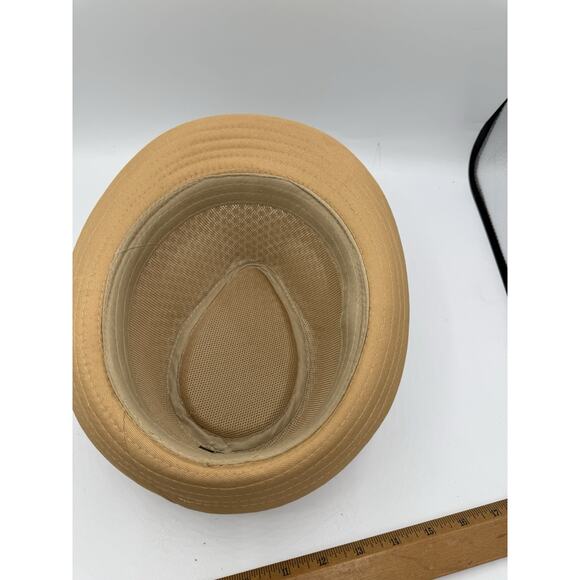 Tan Woven Fedora Hat Size S/M Breathable Lightweight Summer Trilby Style - Picture 5 of 9